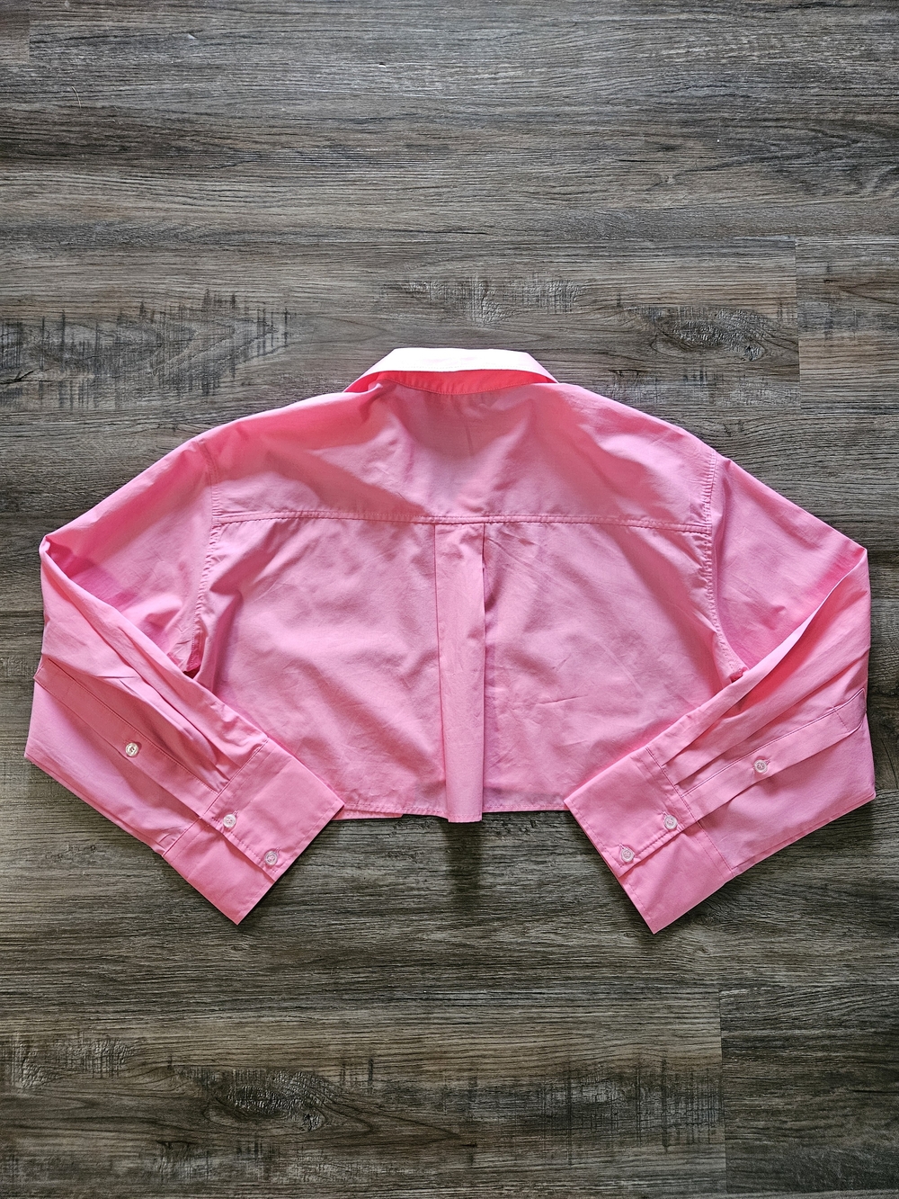 Zara Hot Pink Cropped Poplin Button Down Top - Picture 10 of 10